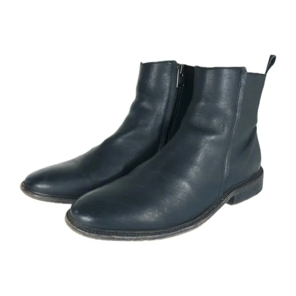 ALL SAINTS Men's Seth US 9 EU42 Black Leather Side Zip Ankle Chelsea Boots